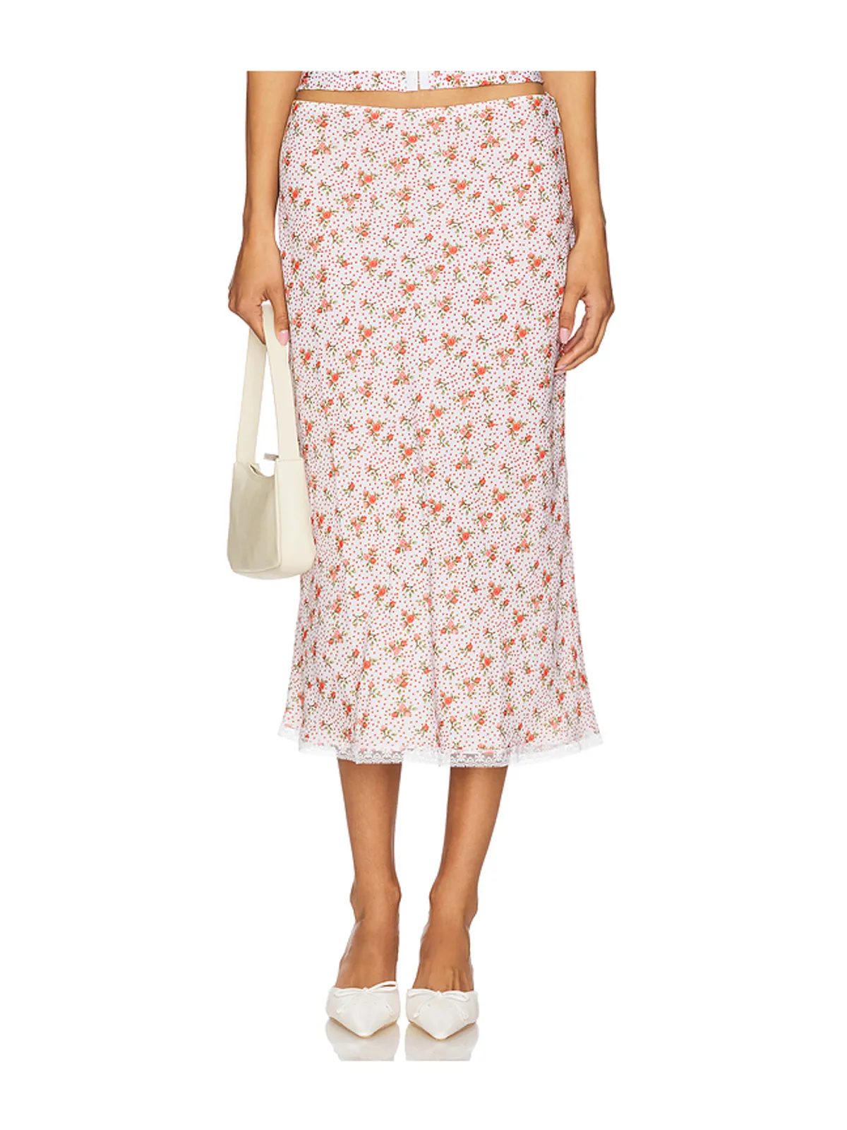 Bella Venice ROXY ミディ丈スカート - Red,Ivory. - 画像1