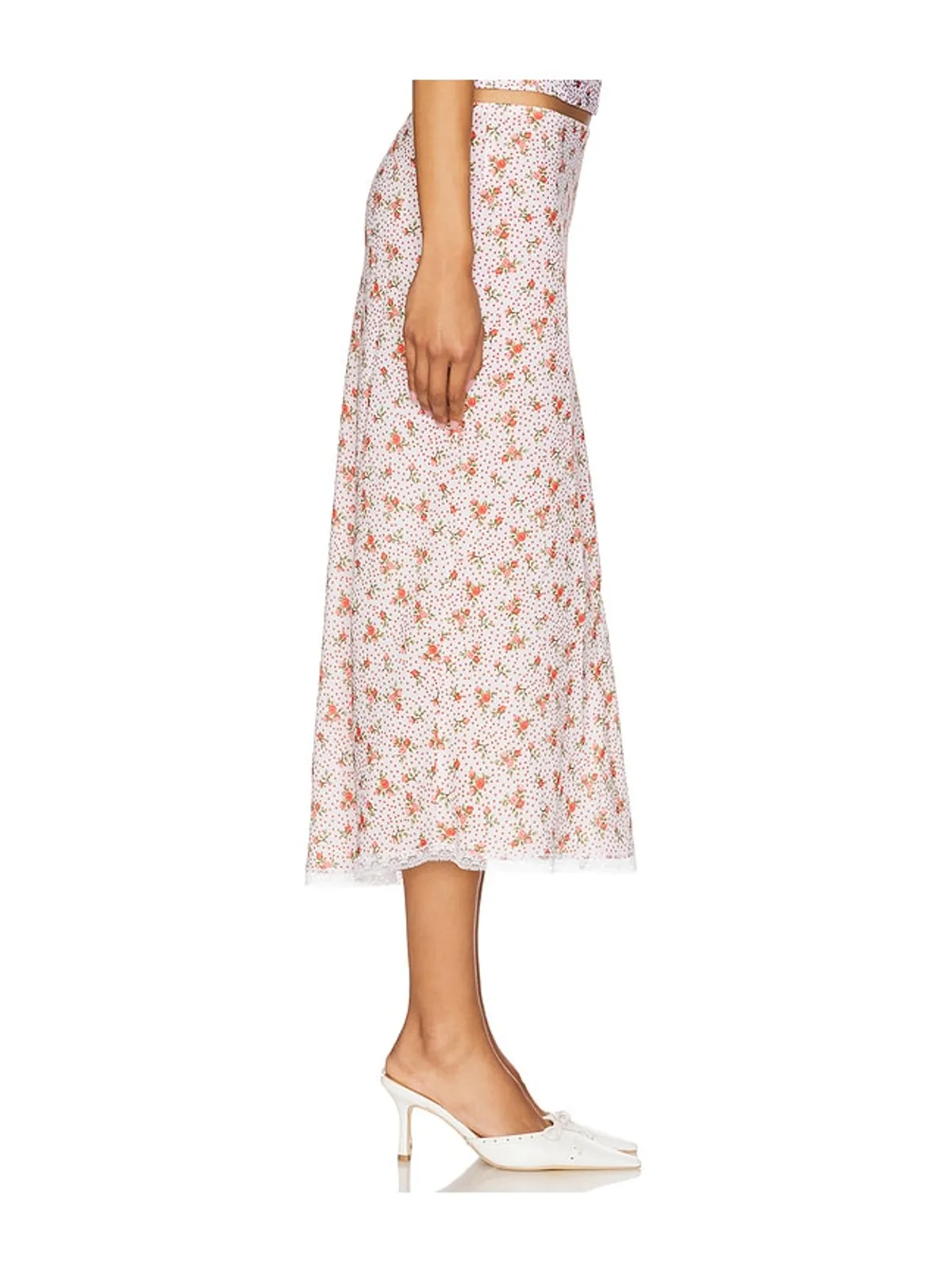 Bella Venice ROXY ミディ丈スカート - Red,Ivory. - 画像3