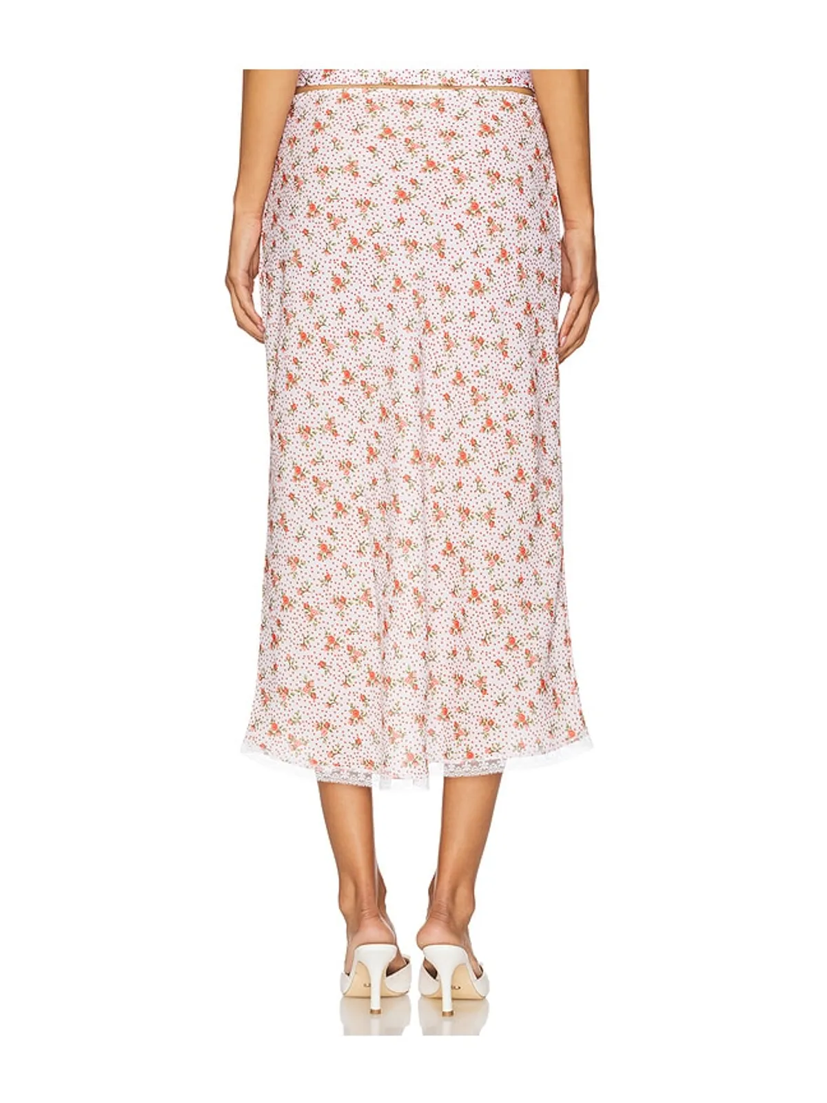 Bella Venice ROXY ミディ丈スカート - Red,Ivory. - 画像4
