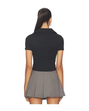 Gold Hinge V-NECK PREPPY POLO TOP Vネックプレッピーポロシャツ - サムネイル3