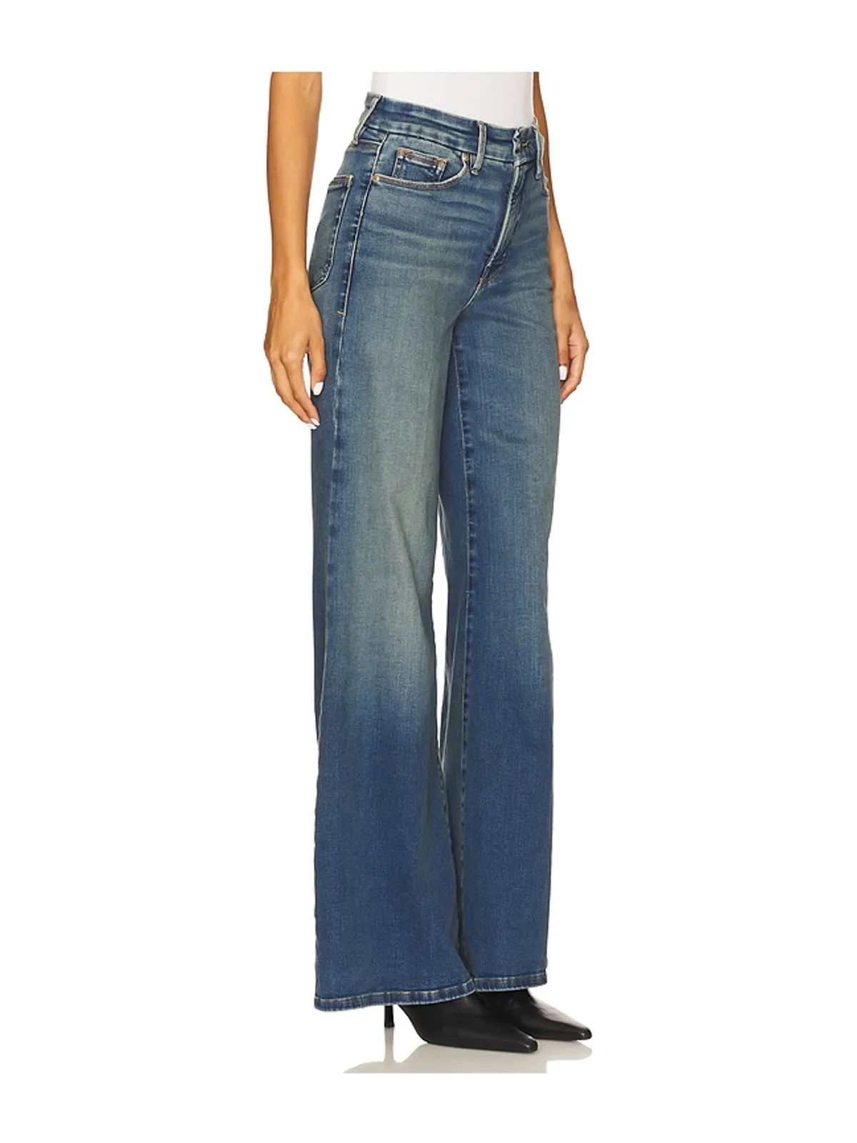 Good American SOFT TECH GOOD WAIST PALAZZO フレア - 画像3