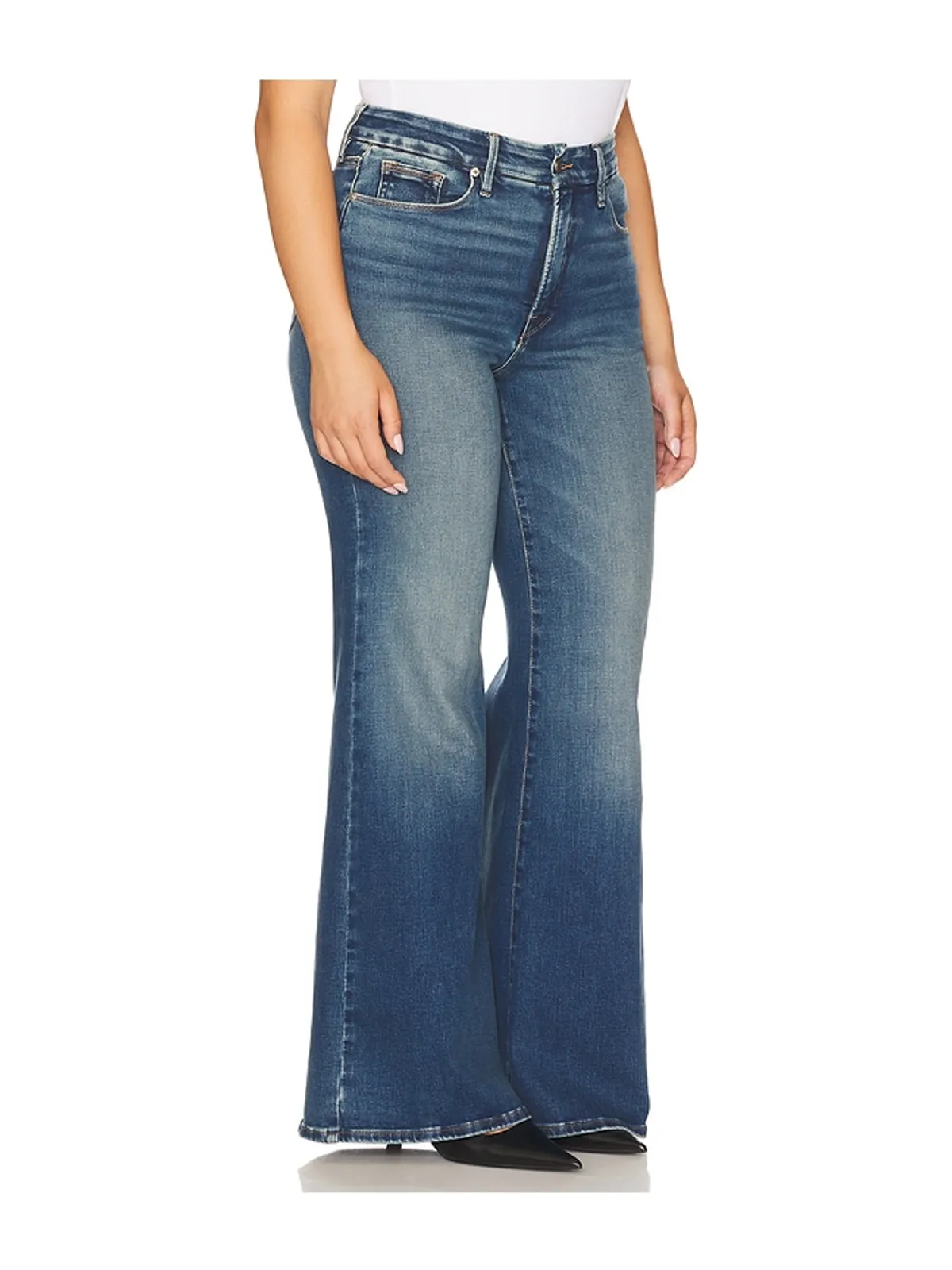 Good American SOFT TECH GOOD WAIST PALAZZO フレア - 画像4