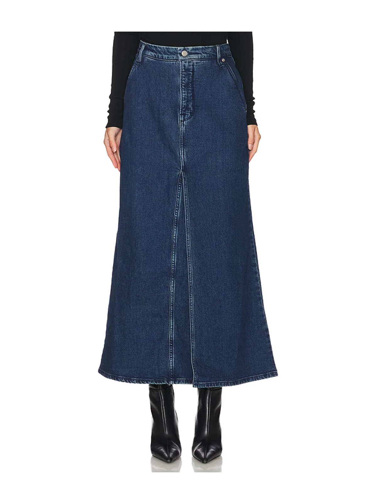 Good American FIT AND FLARE デニムマキシスカート - 画像1