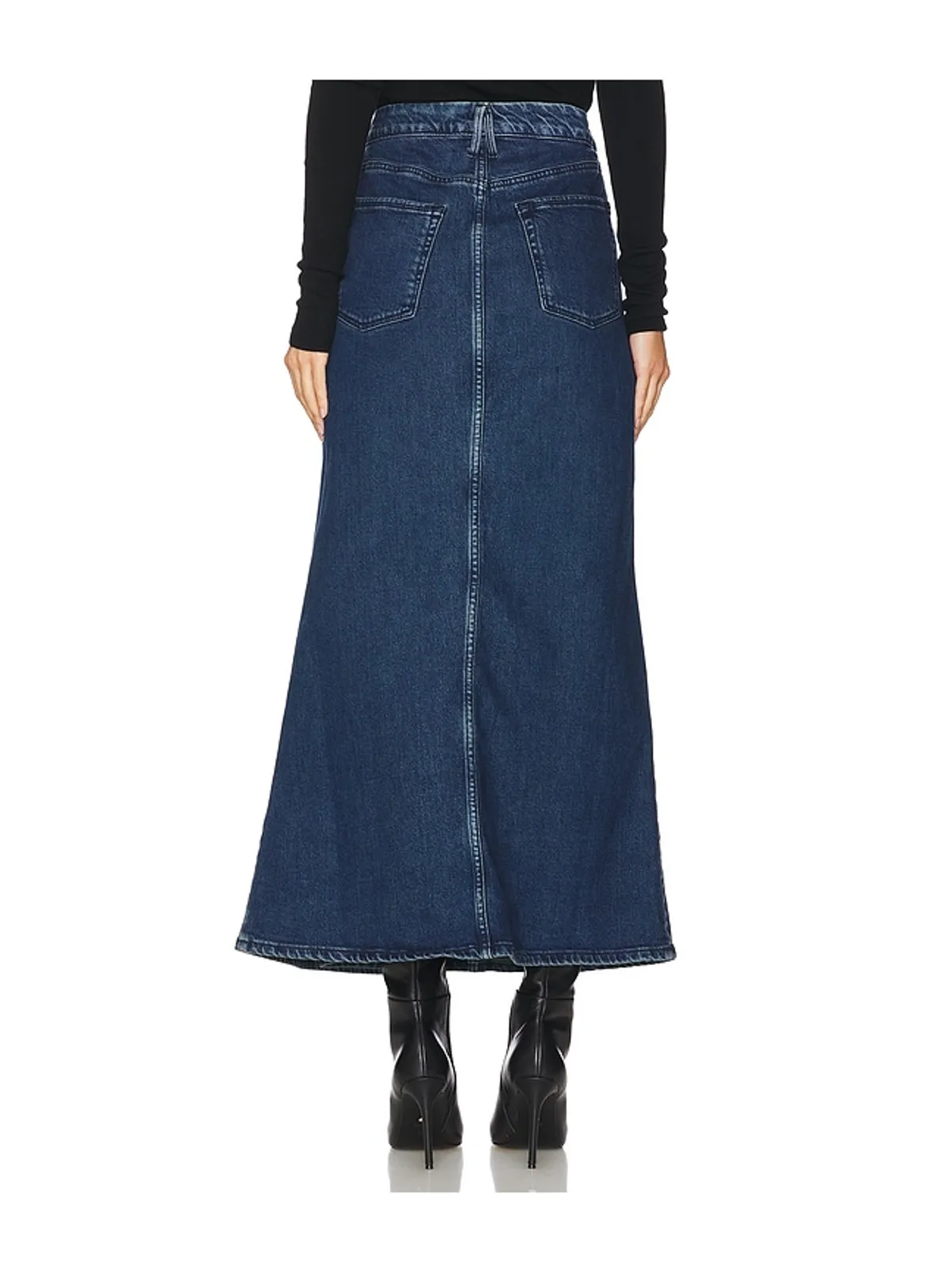 Good American FIT AND FLARE デニムマキシスカート - 画像7