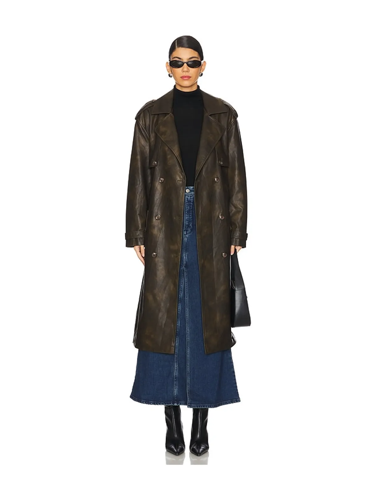Good American FIT AND FLARE デニムマキシスカート - 画像9