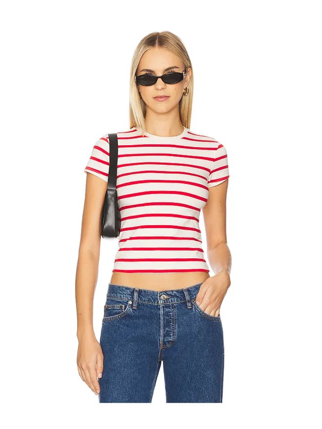 Good American Good American SUPER STRETCH Tシャツ - Cream,Red.の商品画像