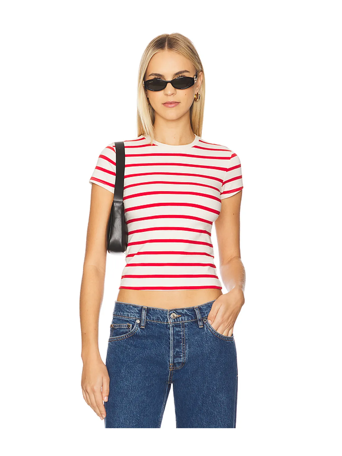 Good American SUPER STRETCH Tシャツ - Cream,Red. - 画像1