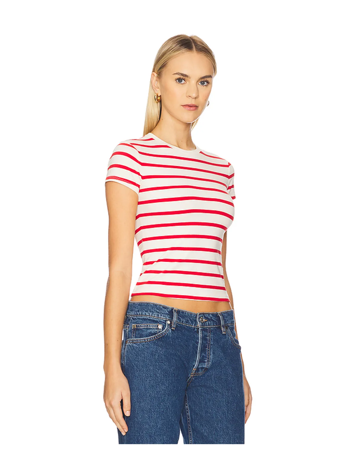 Good American SUPER STRETCH Tシャツ - Cream,Red. - 画像2