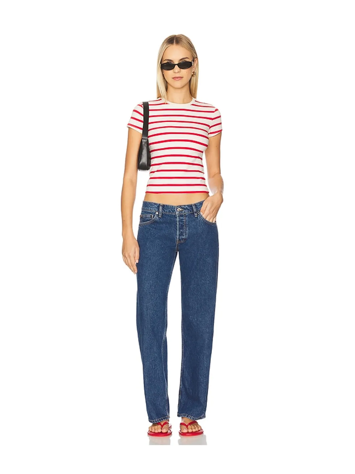 Good American SUPER STRETCH Tシャツ - Cream,Red. - 画像4