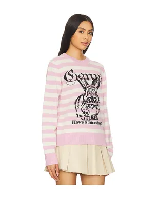 Ganni ストライプバニーグラフィックセーター - Pink,Ivory. - サムネイル2