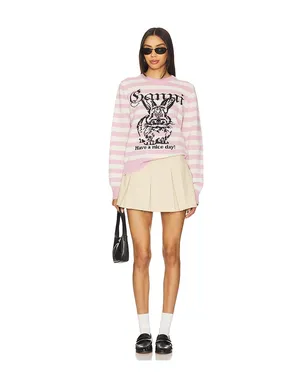 Ganni ストライプバニーグラフィックセーター - Pink,Ivory. - サムネイル4