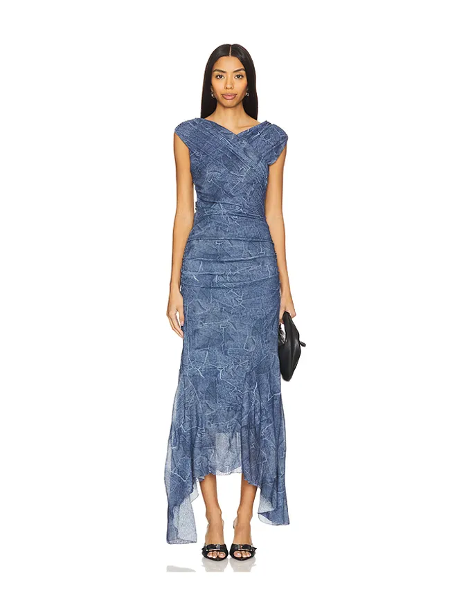 Ganni Ganni MARL MESH LONG RUCHED CROSSOVER ドレスの商品画像