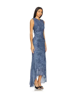 Ganni MARL MESH LONG RUCHED CROSSOVER ドレス - サムネイル2