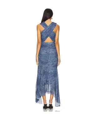 Ganni MARL MESH LONG RUCHED CROSSOVER ドレス - サムネイル3