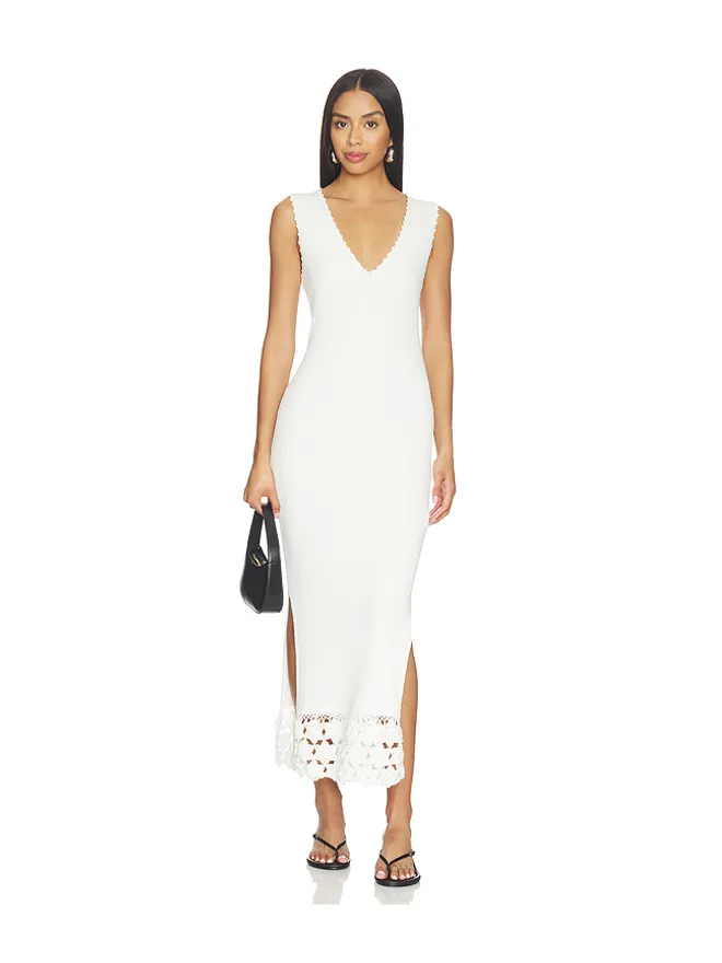 Ganni Ganni FINE COTTON RIB CROCHET V-NECK ドレスの商品画像