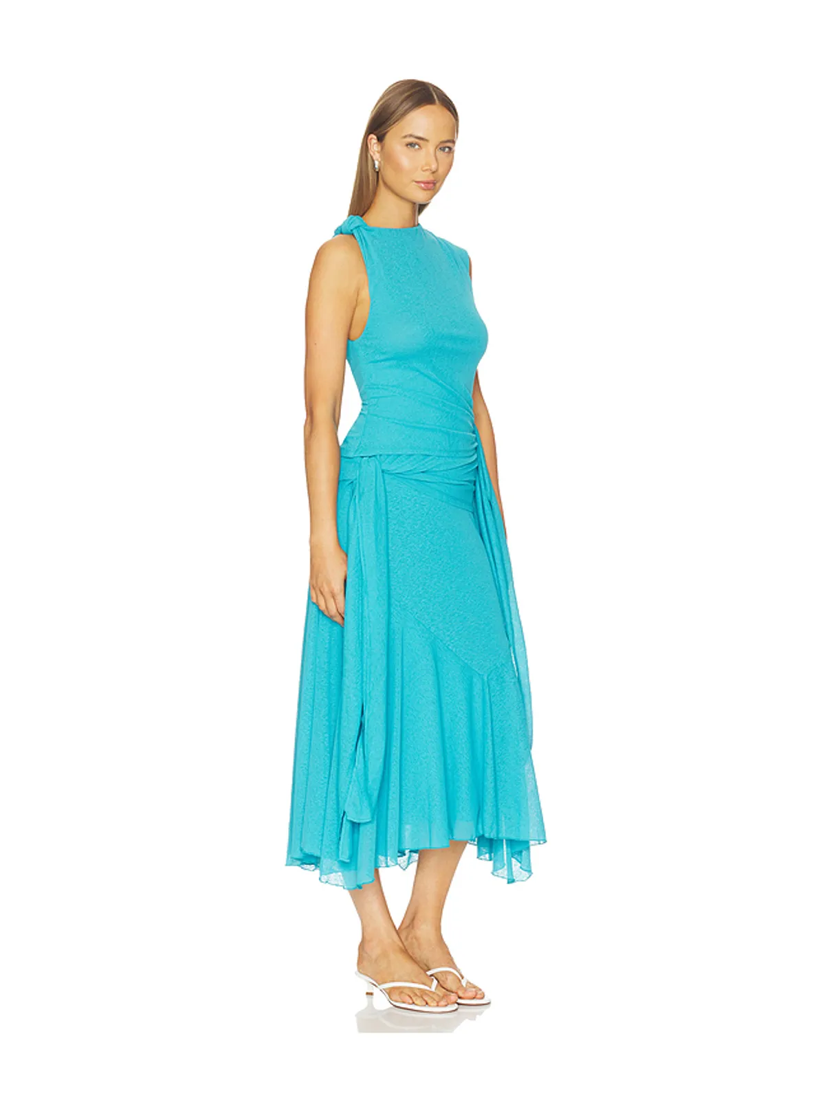 Ganni MARL MESH DRAPED KNOT DETAILING LONG ドレス - 画像2