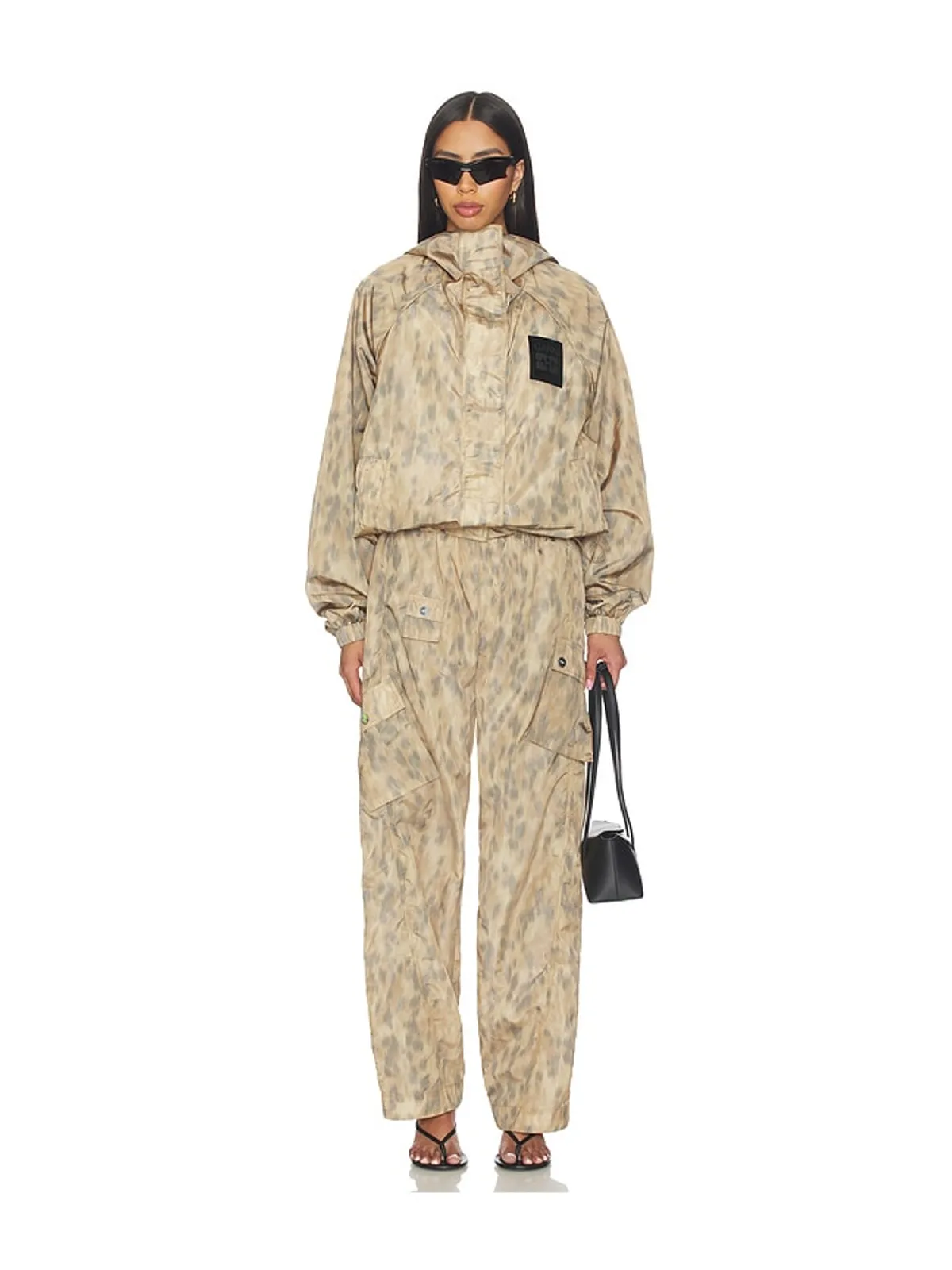 Ganni PRINTED FLYWEIGHT NYLON HOODED ジャケット - 画像5