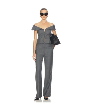 Ganni WOOL MELANGE SUITING STRAIGHT パンツ - サムネイル5