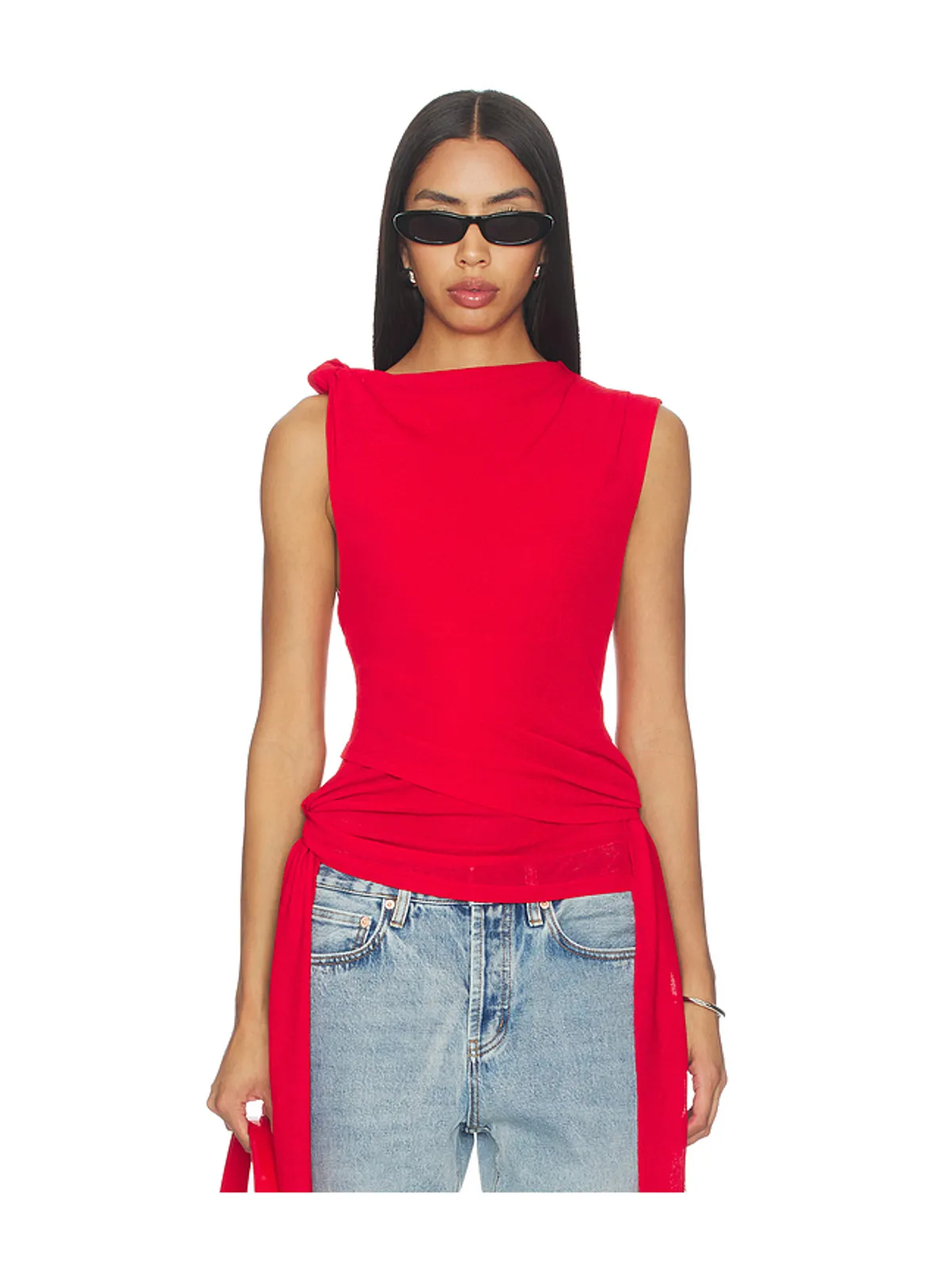 Ganni MARL MESH TIE KNOT TANK トップ - 画像1