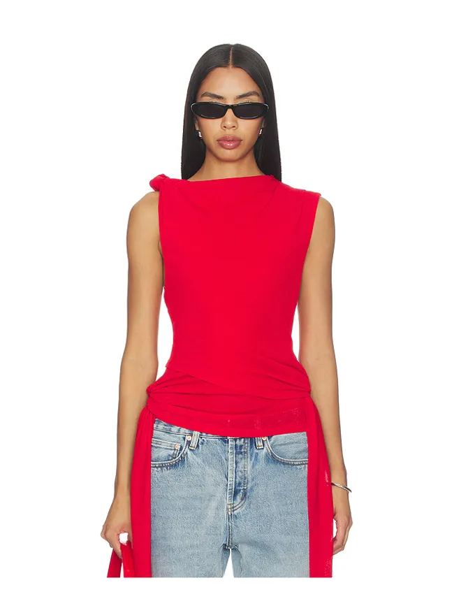 Ganni Ganni MARL MESH TIE KNOT TANK トップの商品画像