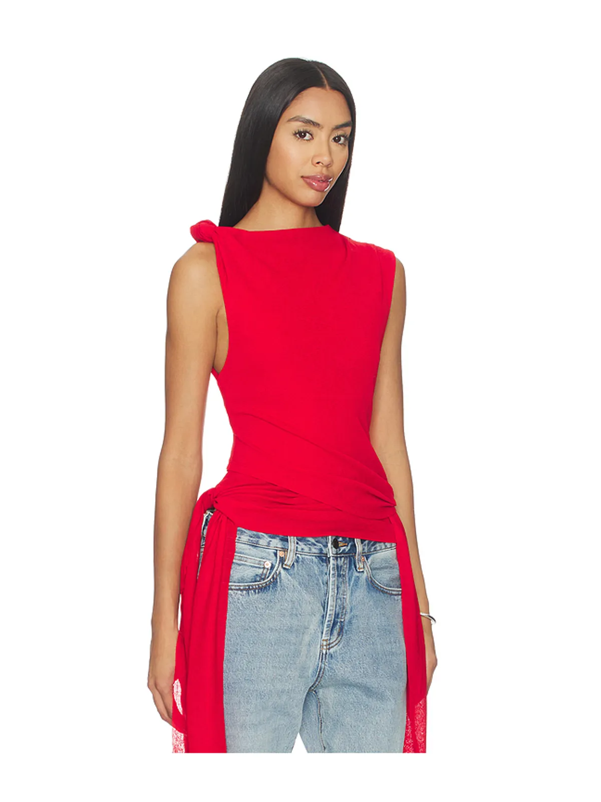 Ganni MARL MESH TIE KNOT TANK トップ - 画像2