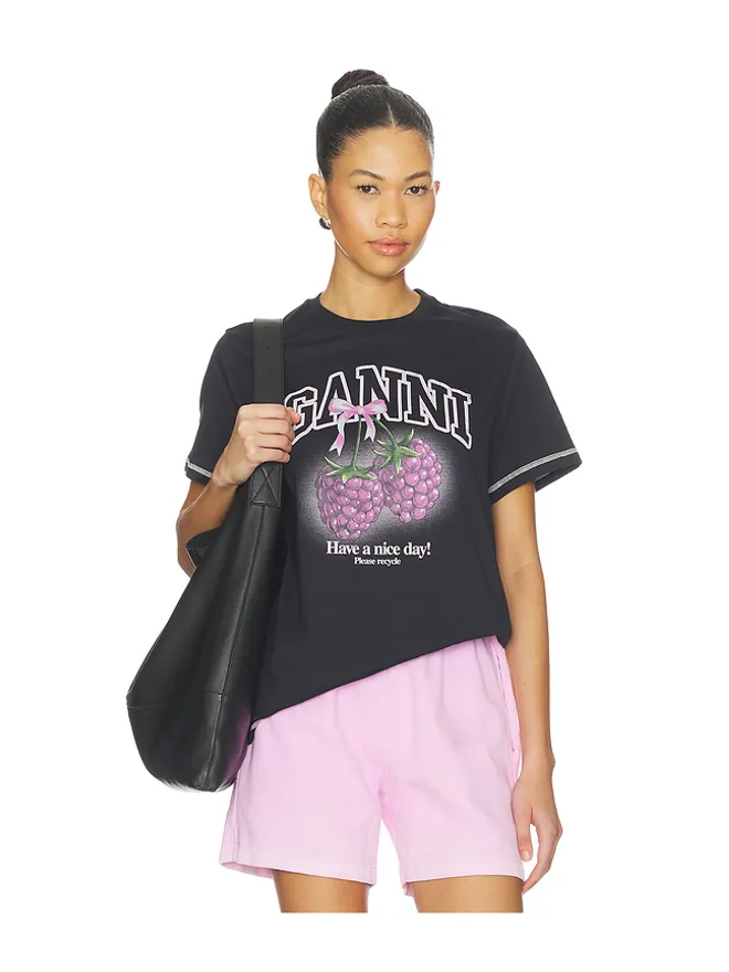 Ganni Ganni BASIC COTTON JERSEY RASPBERRY PRINT Tシャツの商品画像