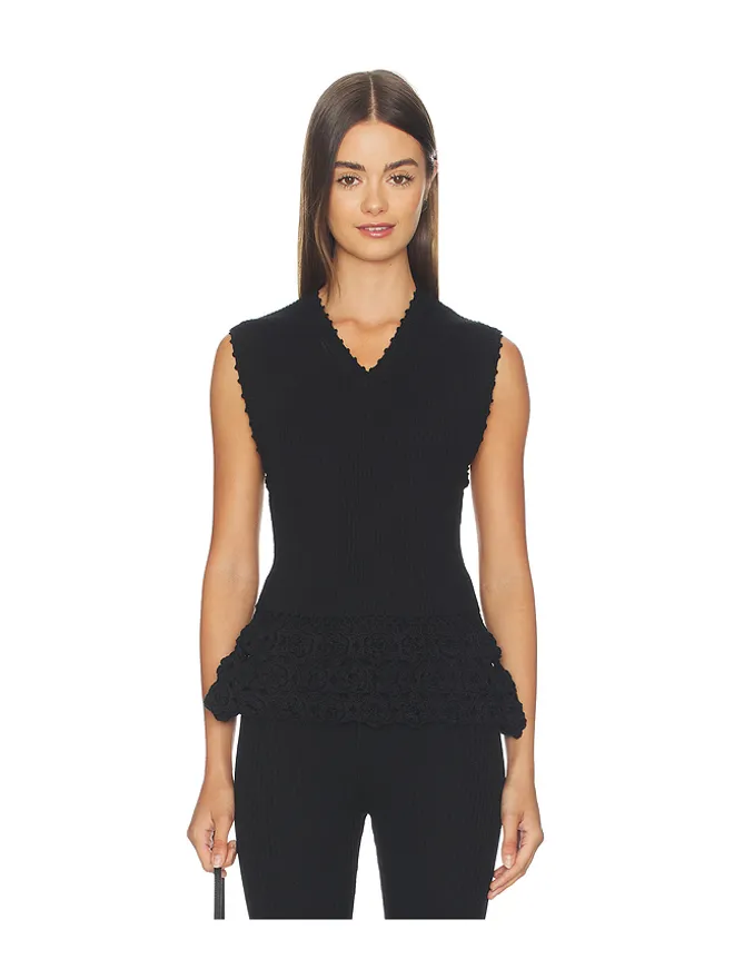 Ganni Ganni FINE COTTON RIB CROCHET トップの商品画像