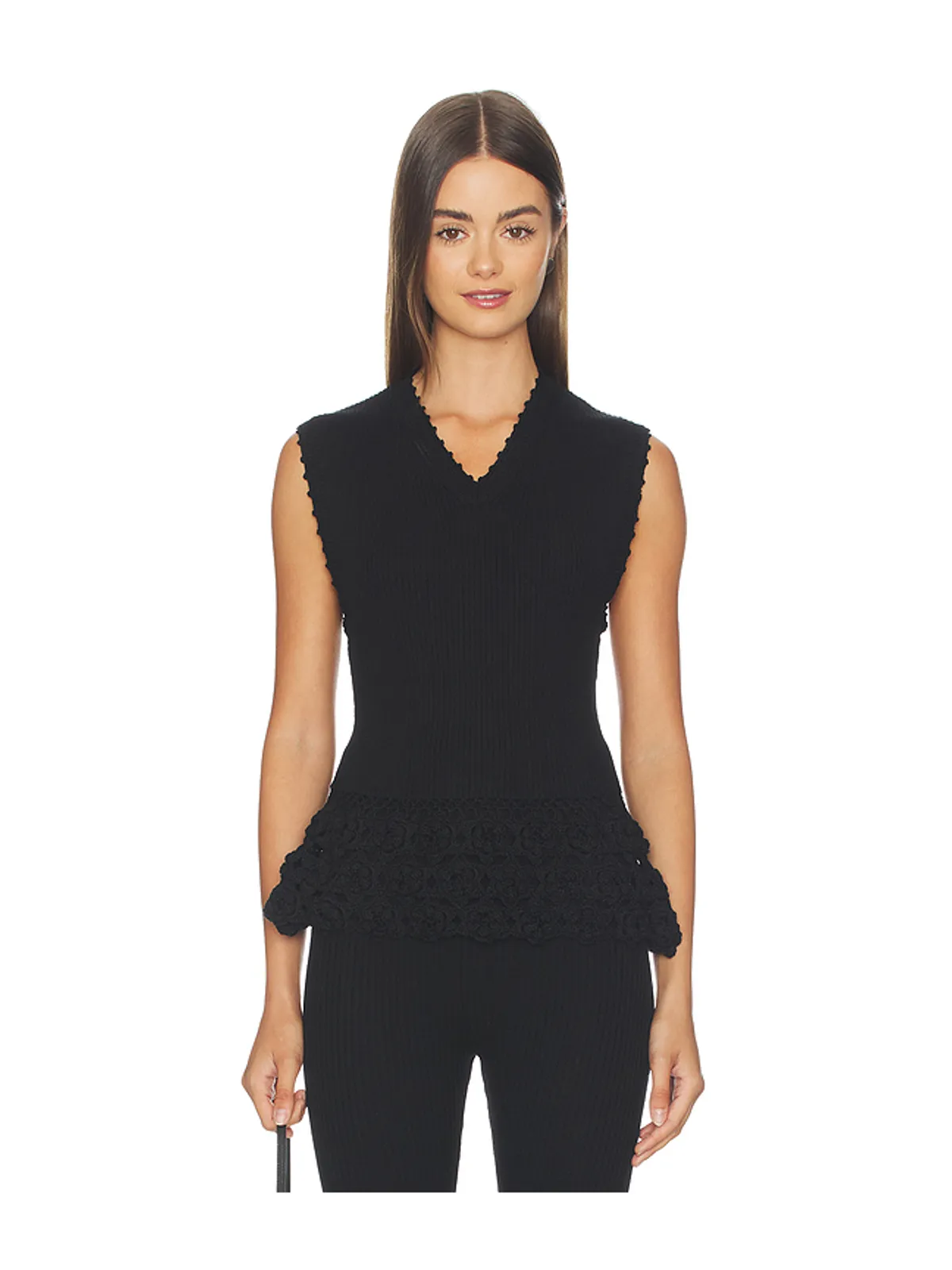 Ganni FINE COTTON RIB CROCHET トップ - 画像1