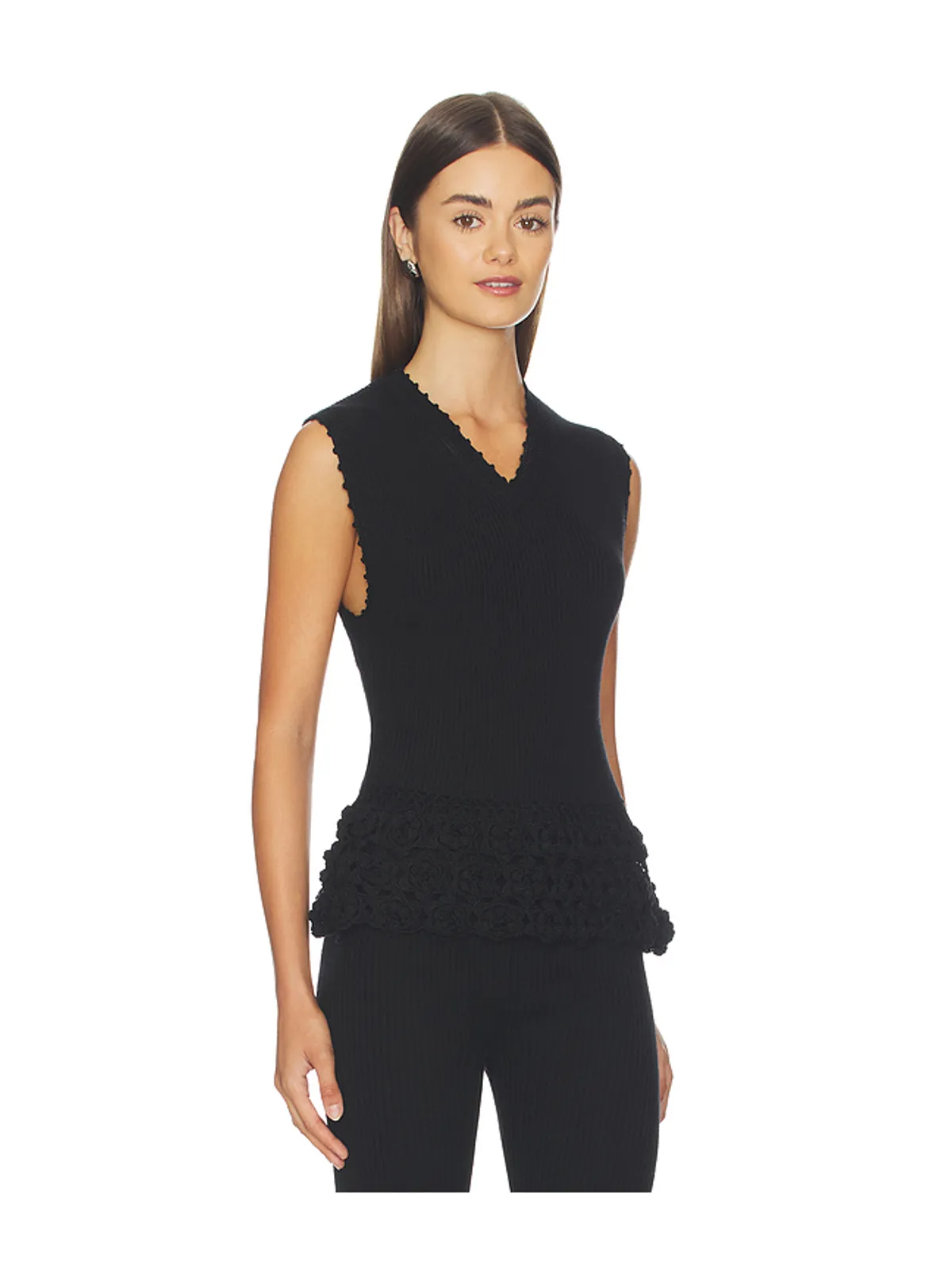 Ganni FINE COTTON RIB CROCHET トップ - 画像2