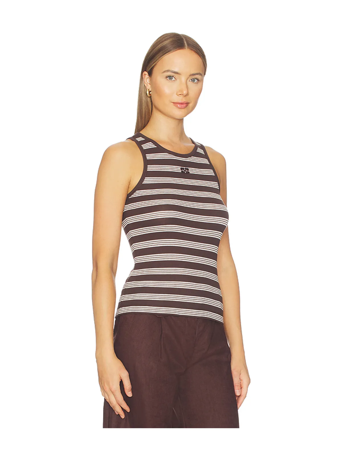 Ganni SOFT COTTON RIB TANK トップ - 画像2