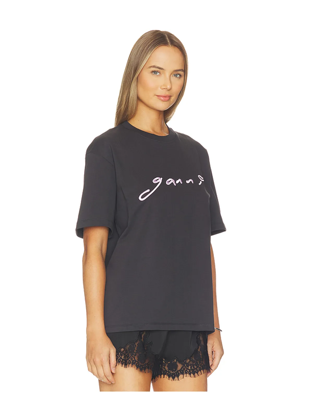 Ganni HEAVY COTTON JERSEY RELAXED FIT Tシャツ - 画像2