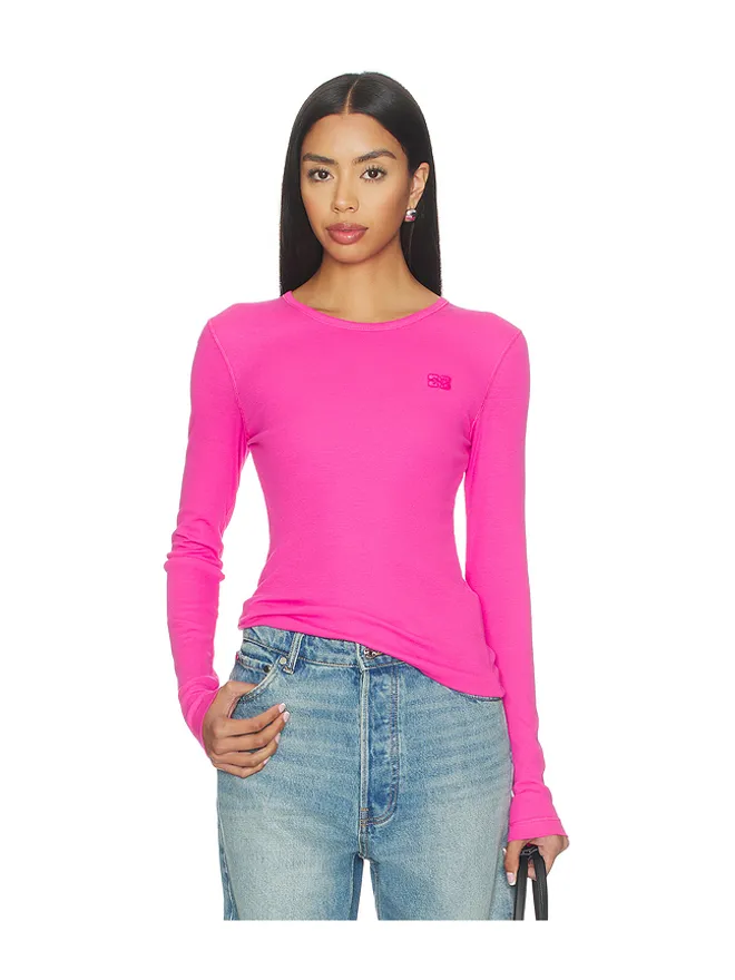 Ganni Ganni SOFT COTTON RIB LONG SLEEVE トップの商品画像