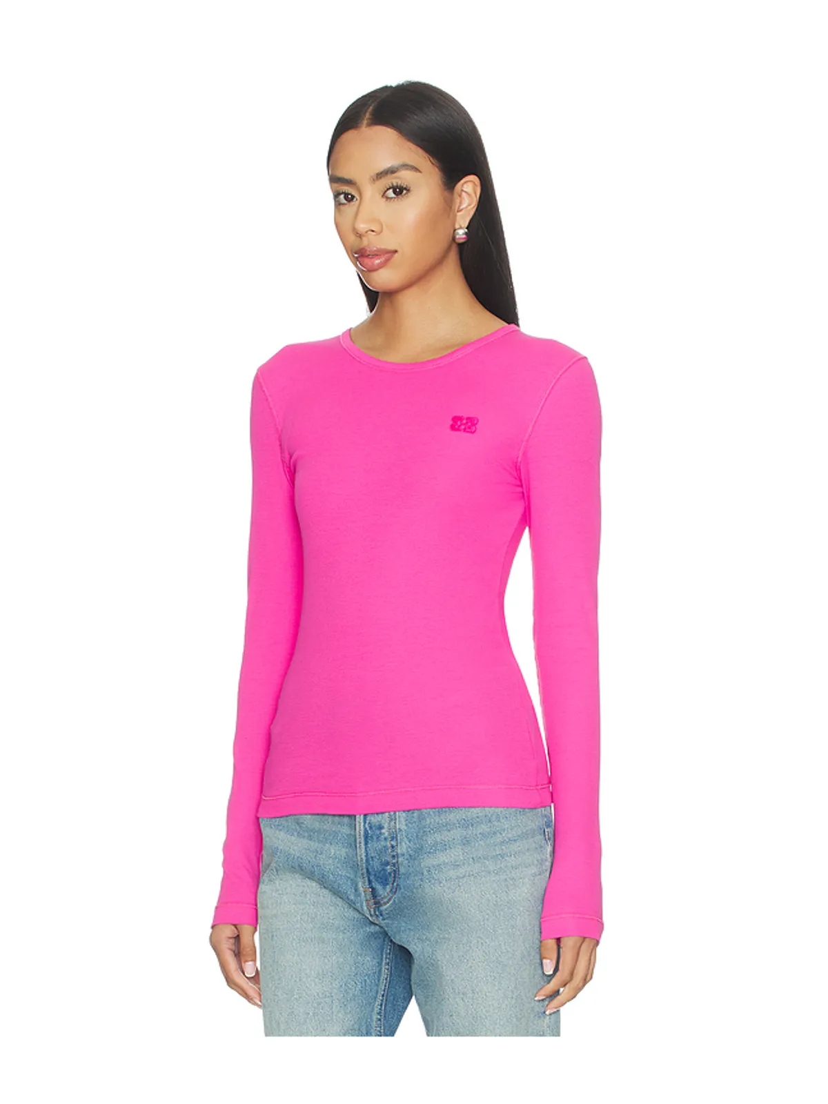 Ganni SOFT COTTON RIB LONG SLEEVE トップ - 画像2