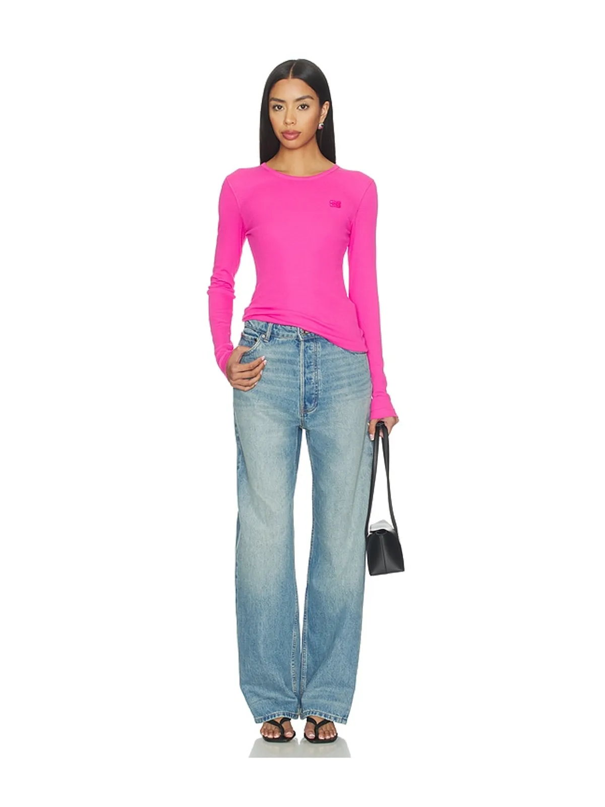 Ganni SOFT COTTON RIB LONG SLEEVE トップ - 画像4