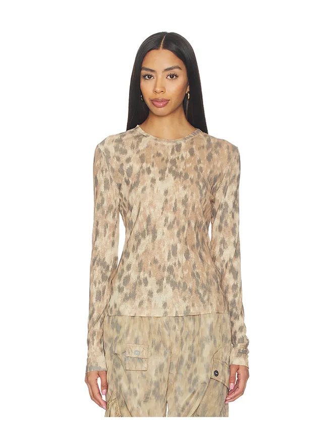 Ganni Ganni PRINTED MARL MESH LONG SLEEVE トップの商品画像