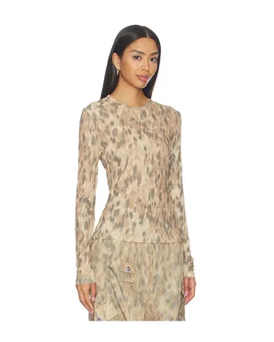 Ganni PRINTED MARL MESH LONG SLEEVE トップ - サムネイル2