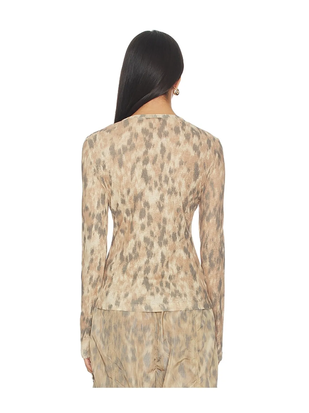 Ganni PRINTED MARL MESH LONG SLEEVE トップ - 画像3