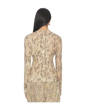 Ganni PRINTED MARL MESH LONG SLEEVE トップ - サムネイル3