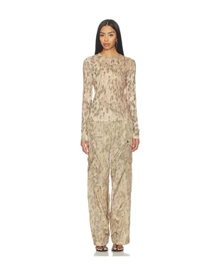 Ganni PRINTED MARL MESH LONG SLEEVE トップ - サムネイル4