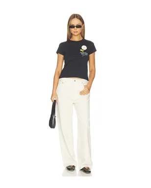 Ganni BASIC COTTON JERSEY BABY FIT CROCHET PATCH Tシャツ - サムネイル4