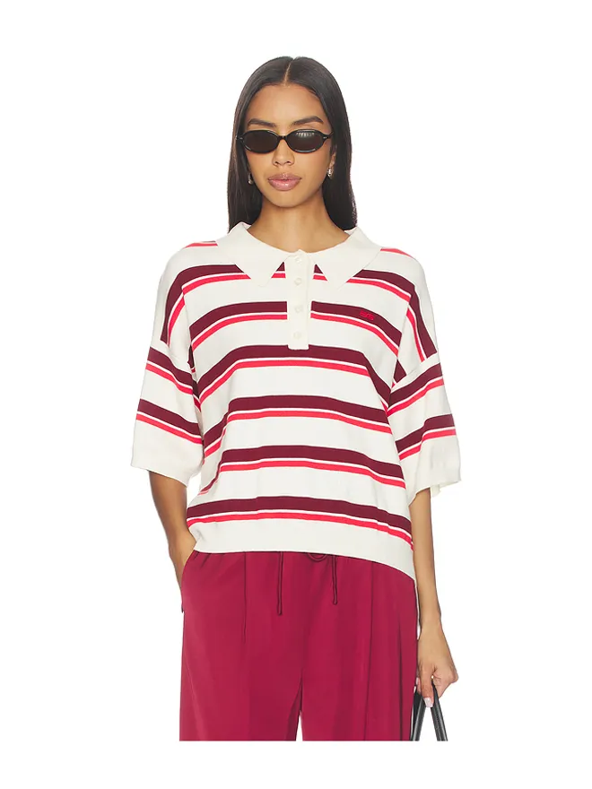Gestuz Gestuz TAIA 半袖ポロシャツ - White,Burgundy.の商品画像