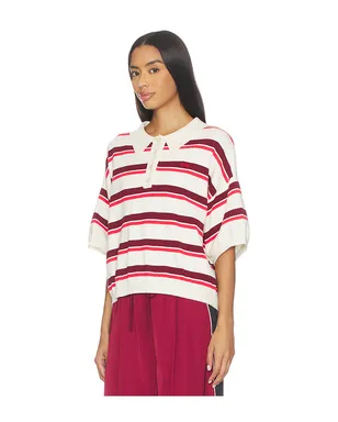 Gestuz TAIA 半袖ポロシャツ - White,Burgundy. - サムネイル2