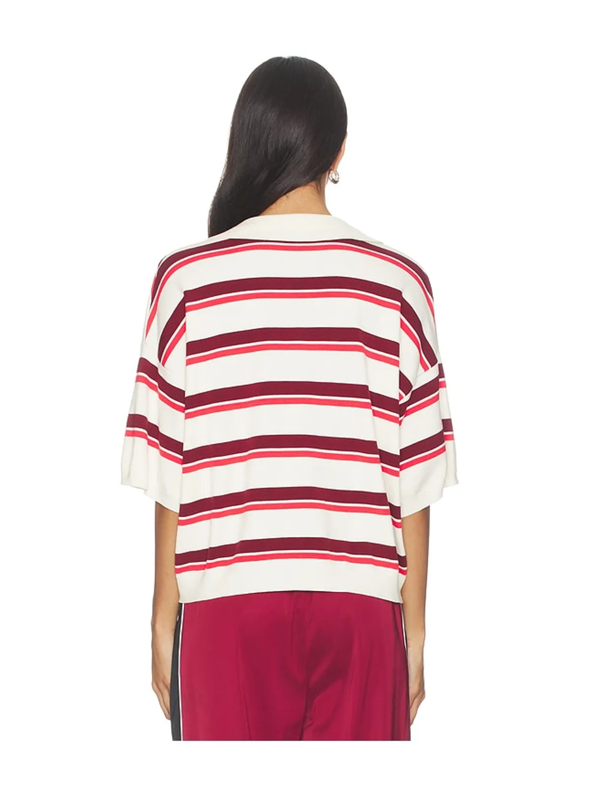 Gestuz TAIA 半袖ポロシャツ - White,Burgundy. - 画像3