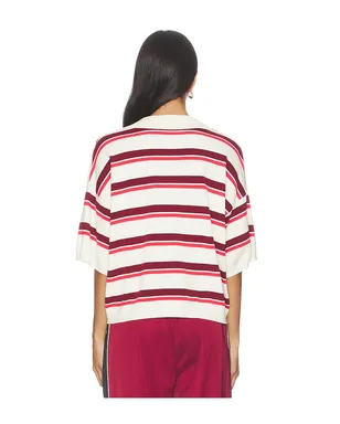 Gestuz TAIA 半袖ポロシャツ - White,Burgundy. - サムネイル3
