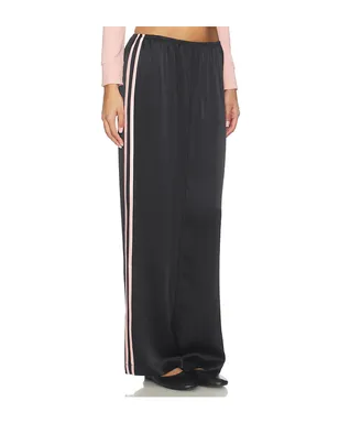 DONNI. シルクストライプシンプルパンツ - Black,Pink. - サムネイル1