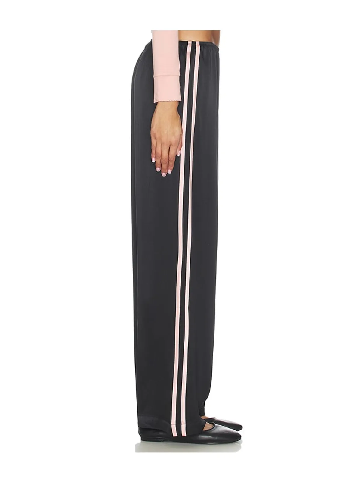 DONNI. シルクストライプシンプルパンツ - Black,Pink. - 画像3