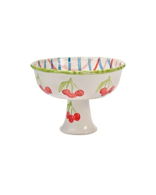 Damson Madder HAND PAINTED FRILLY PEDESTAL BOWL ボール - サムネイル1