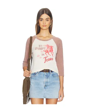 DAYDREAMER IT'S BIGGER IN TEXAS BURNOUT ラグランTシャツ - Cream,Mauve. - サムネイル1