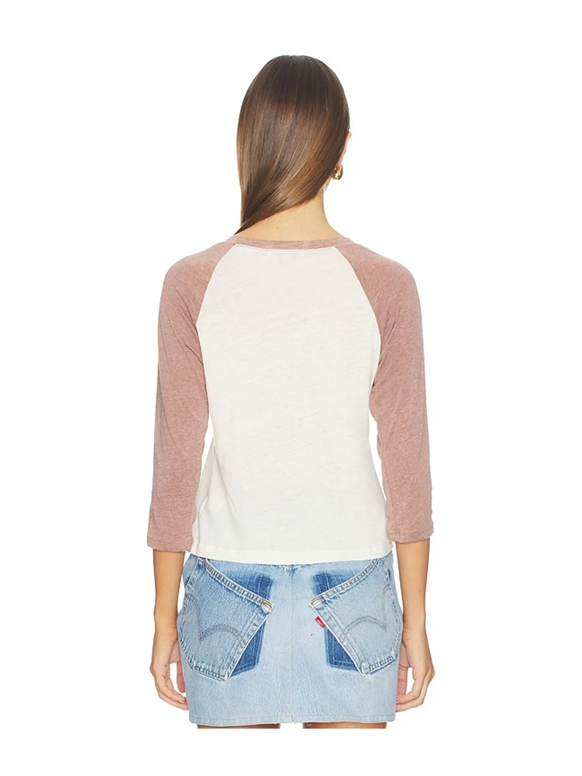 DAYDREAMER IT'S BIGGER IN TEXAS BURNOUT ラグランTシャツ - Cream,Mauve. - 画像3