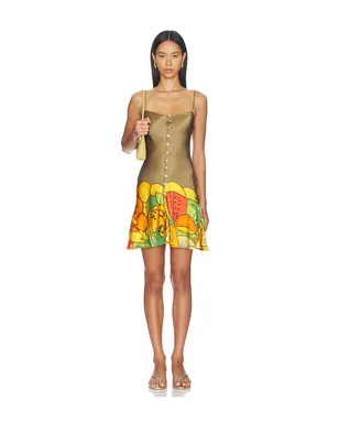 Donde Esteban FRUTAS ミニドレス - Metallic Gold,Orange. - サムネイル1